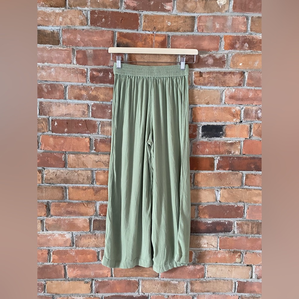ARITZIA WILFRED faun pants sage green size XS wide leg crop - Picture 3 of 7